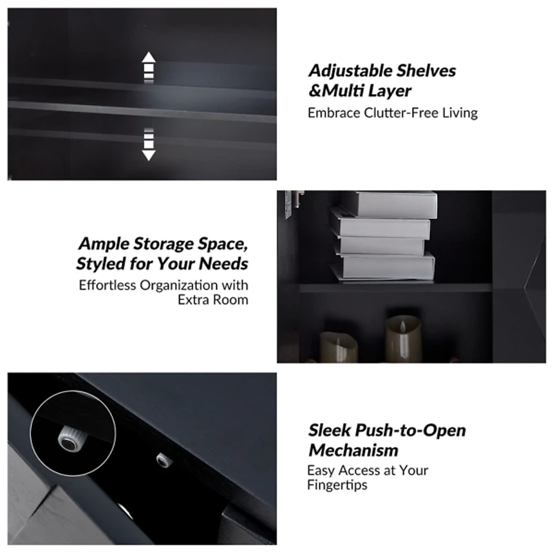 Black Geometric Mabel 2-Door Cabinet