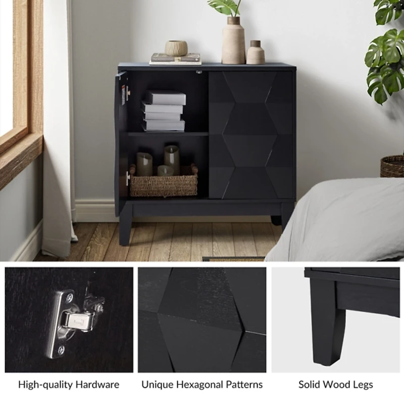 Black Geometric Mabel 2-Door Cabinet