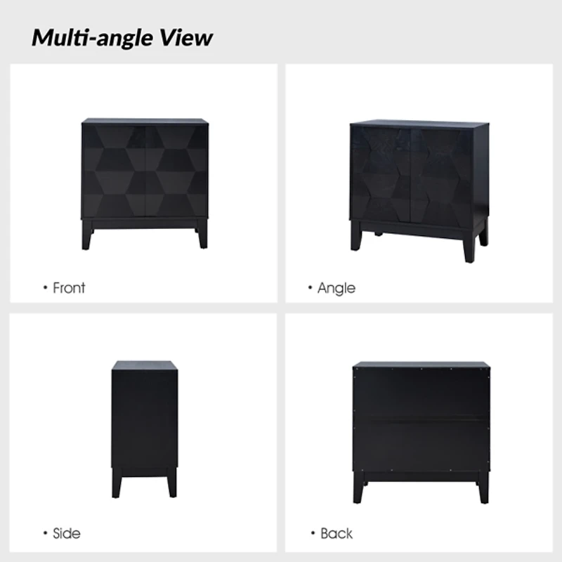 Black Geometric Mabel 2-Door Cabinet