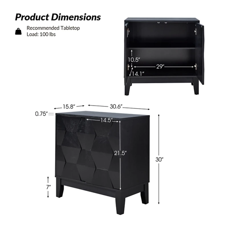 Black Geometric Mabel 2-Door Cabinet