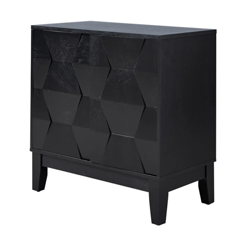 Black Geometric Mabel 2-Door Cabinet