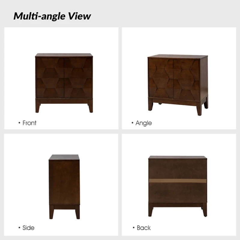 Walnut Geometric Mabel 2-Door Cabinet