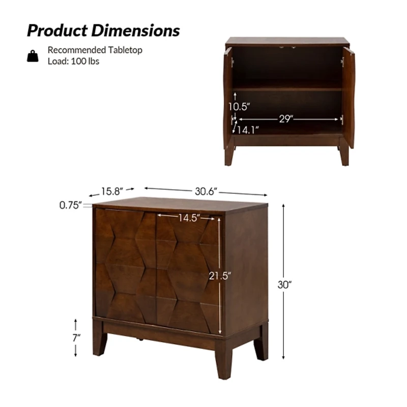 Walnut Geometric Mabel 2-Door Cabinet