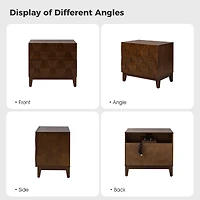 Walnut Geometric 2-Drawer Charging Nightstand