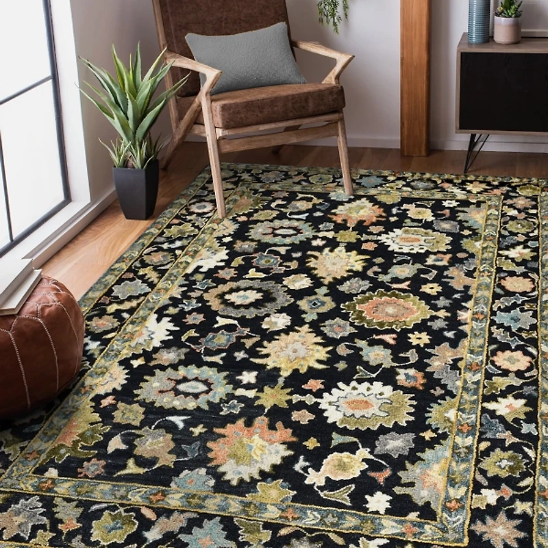 Jackson Black Hand-Tufted Area Rug, 5x7