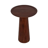 Brown Acacia Wood Pedestal Accent Table