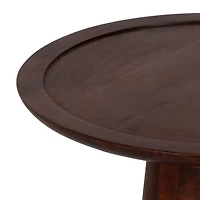 Brown Acacia Wood Pedestal Accent Table