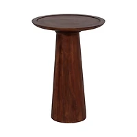 Brown Acacia Wood Pedestal Accent Table
