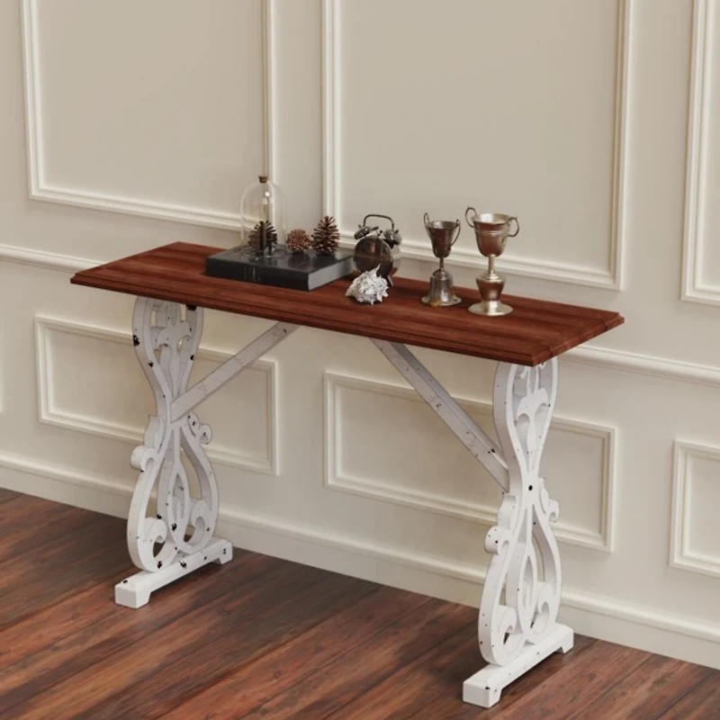 Distressed Whitewash Baxter Console Table