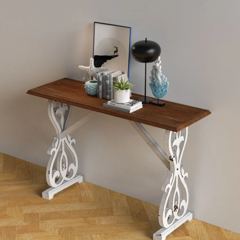 Distressed Whitewash Baxter Console Table