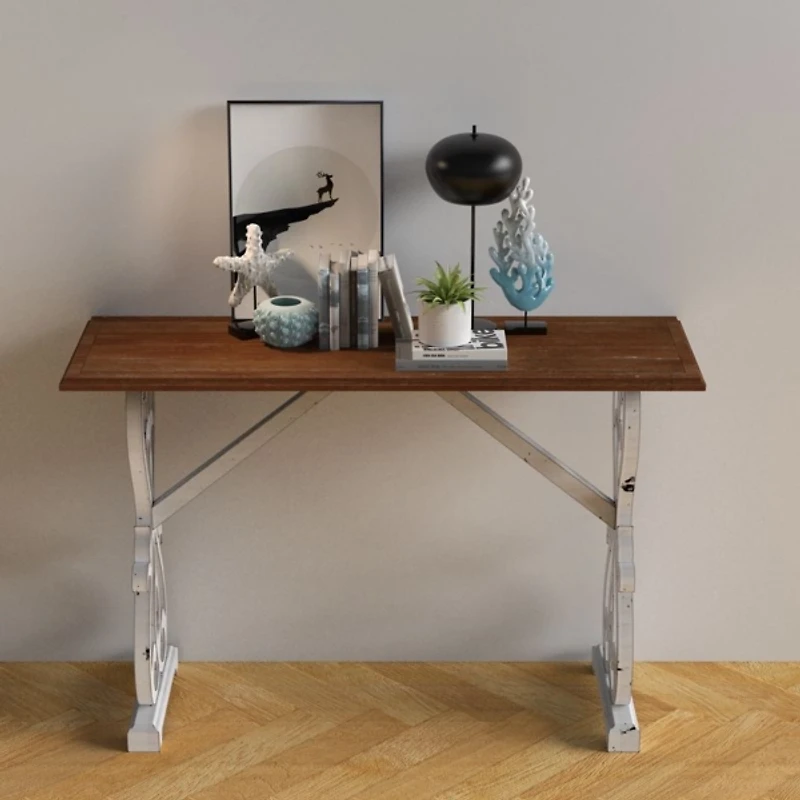 Distressed Whitewash Baxter Console Table