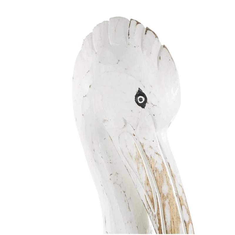 Coastal Pelican Wood Statue