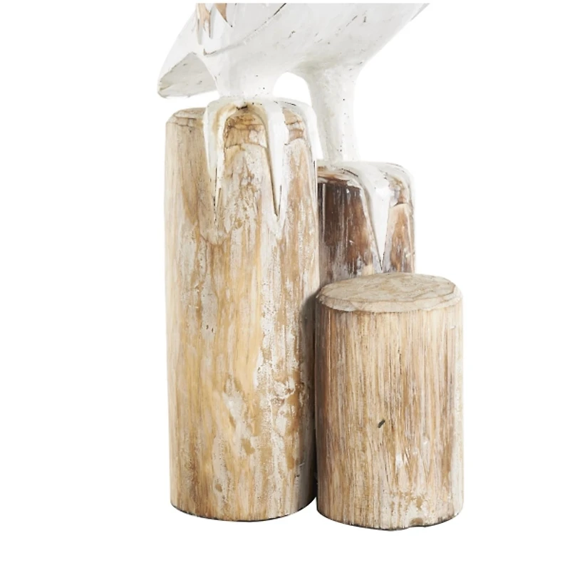Coastal Pelican Wood Statue