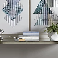 Blue & Cream Striped Canvas Book Boxes, Set of 3