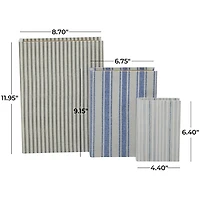 Blue & Cream Striped Canvas Book Boxes, Set of 3