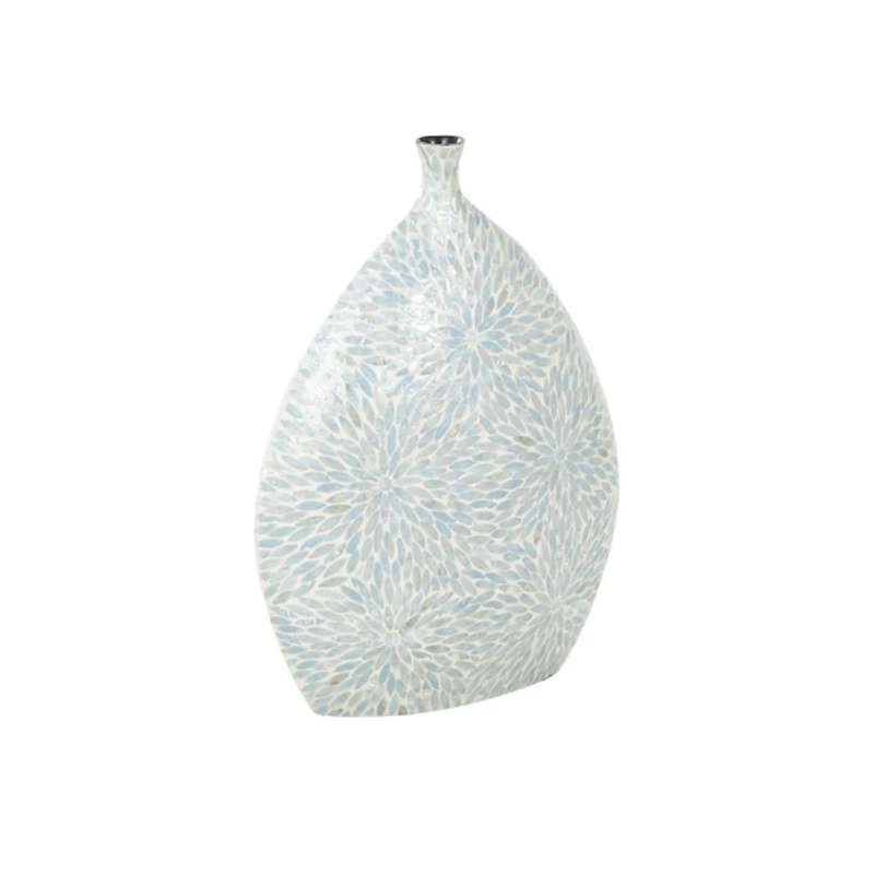 Light Blue Mother of Pearl Floral Floor Vase