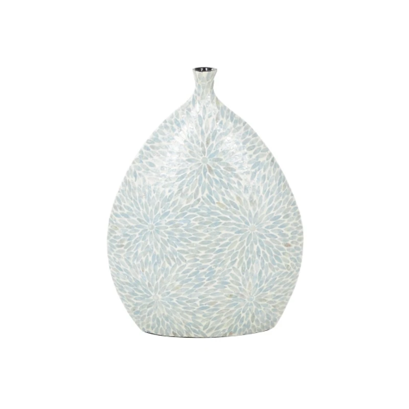 Light Blue Mother of Pearl Floral Floor Vase