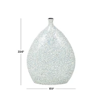 Light Blue Mother of Pearl Floral Floor Vase