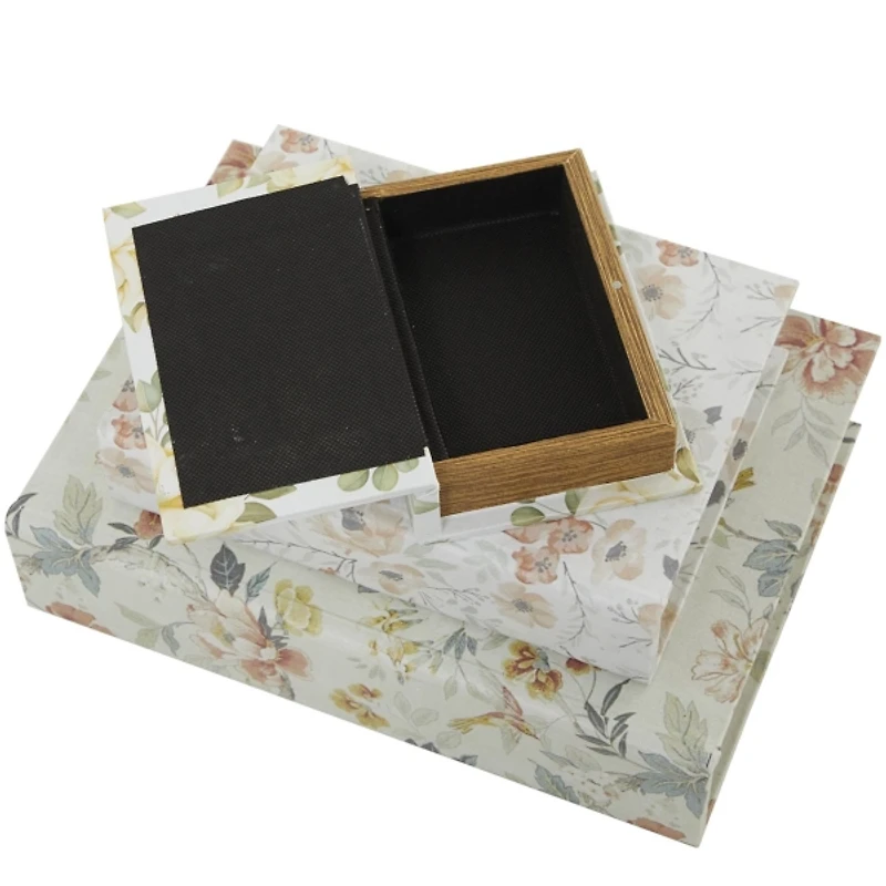 Floral Canvas Book Boxes, Set of 3