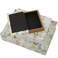 Floral Canvas Book Boxes, Set of 3