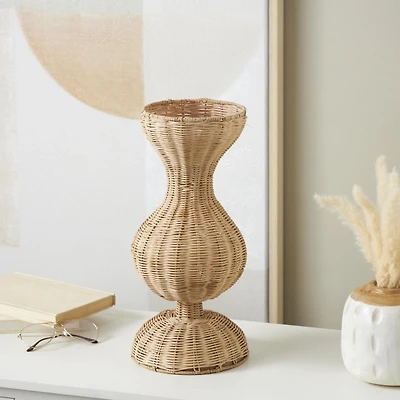 Natural Rattan Hourglass Vase