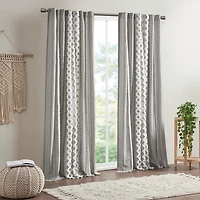 Imani Gray Chenille Stripe Curtain Panel, 84 in.