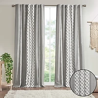 Imani Gray Chenille Stripe Curtain Panel, 84 in.