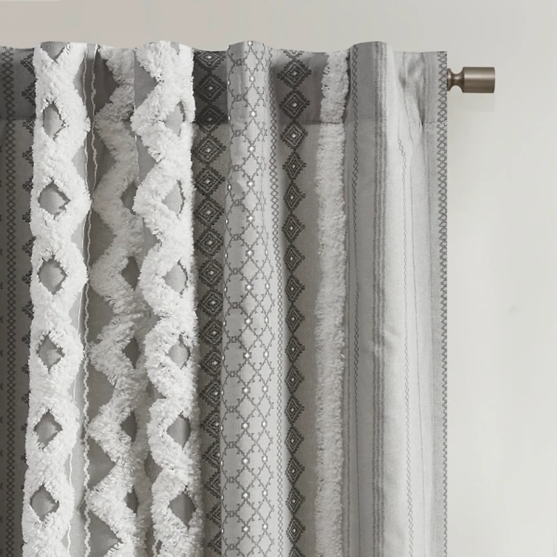 Imani Gray Chenille Stripe Curtain Panel, 84 in.