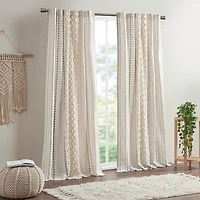 Imani Cream Chenille Stripe Curtain Panel, 95 in.