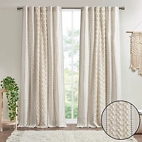 Imani Cream Chenille Stripe Curtain Panel, 95 in.