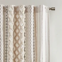 Imani Cream Chenille Stripe Curtain Panel, 95 in.