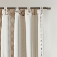 Imani Cream Chenille Stripe Curtain Panel, 95 in.