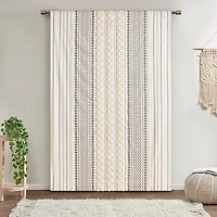 Imani Cream Chenille Stripe Curtain Panel, 95 in.