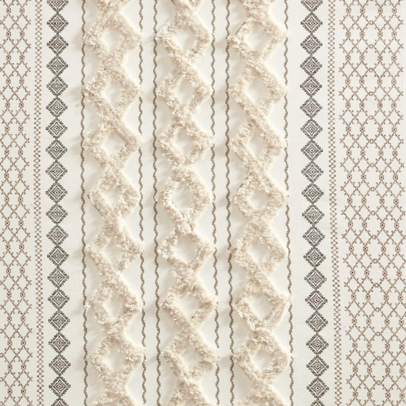 Imani Cream Chenille Stripe Curtain Panel, 95 in.
