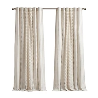Imani Cream Chenille Stripe Curtain Panel, 95 in.