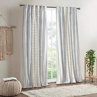 Imani Blue Chenille Stripe Curtain Panel, 84 in.