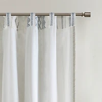Imani Blue Chenille Stripe Curtain Panel, 84 in.