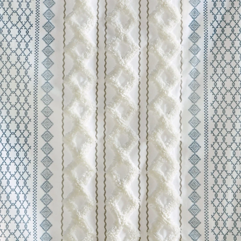 Imani Blue Chenille Stripe Curtain Panel, 84 in.