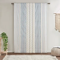 Imani Blue Chenille Stripe Curtain Panel, 84 in.