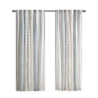 Imani Blue Chenille Stripe Curtain Panel, 84 in.