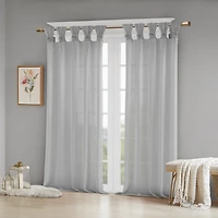 Gray Rosette Tab Top Curtain Panel