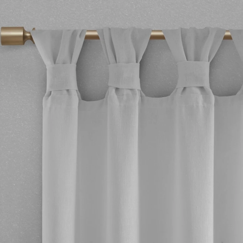 Gray Rosette Tab Top Curtain Panel