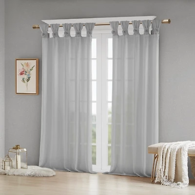 Gray Rosette Tab Top Curtain Panel, 95 in.