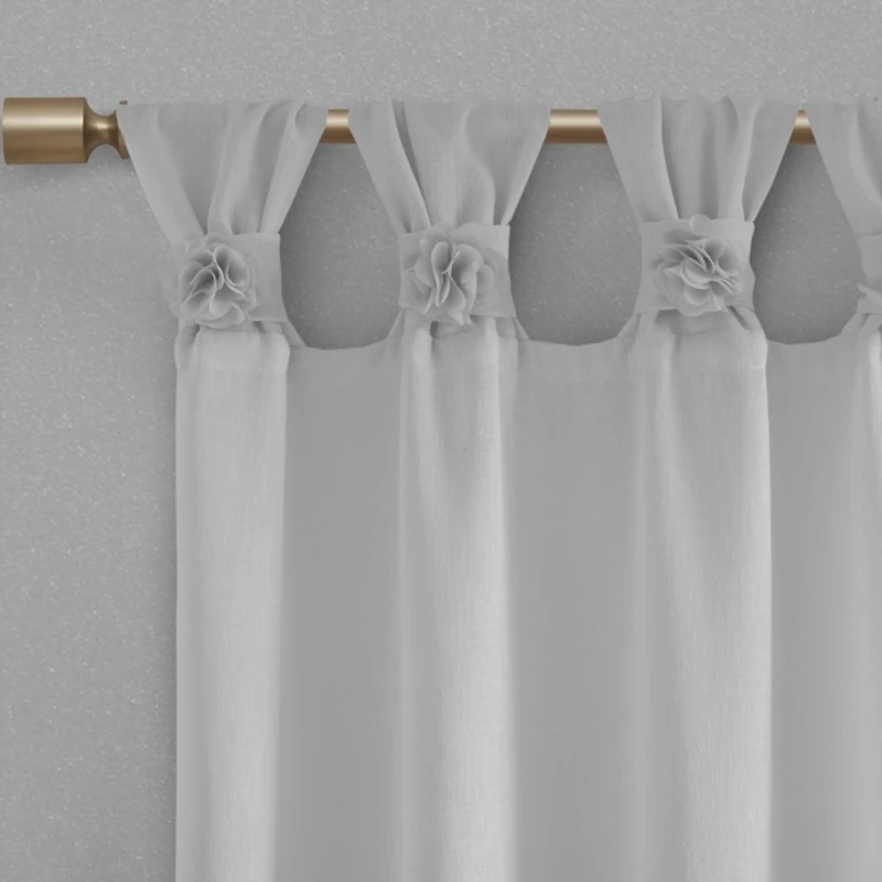 Gray Rosette Tab Top Curtain Panel, 95 in.