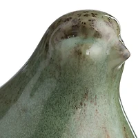 Green Glazed Ceramic Bird Figurines, Set of 3