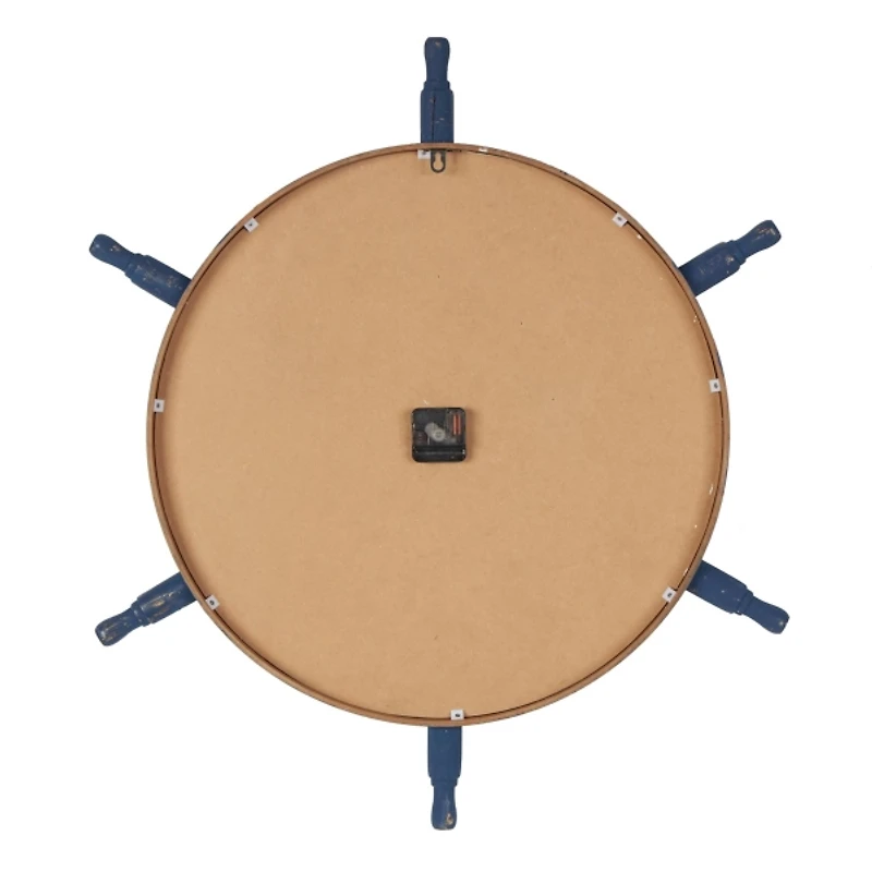 Ship Wheel Wood and Rope Wall Clock