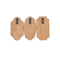 Black Metal and Wood Wall Hooks, Set of 3