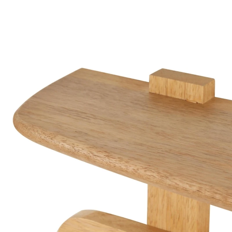 Natural Wood Wall Shelf with Hooks