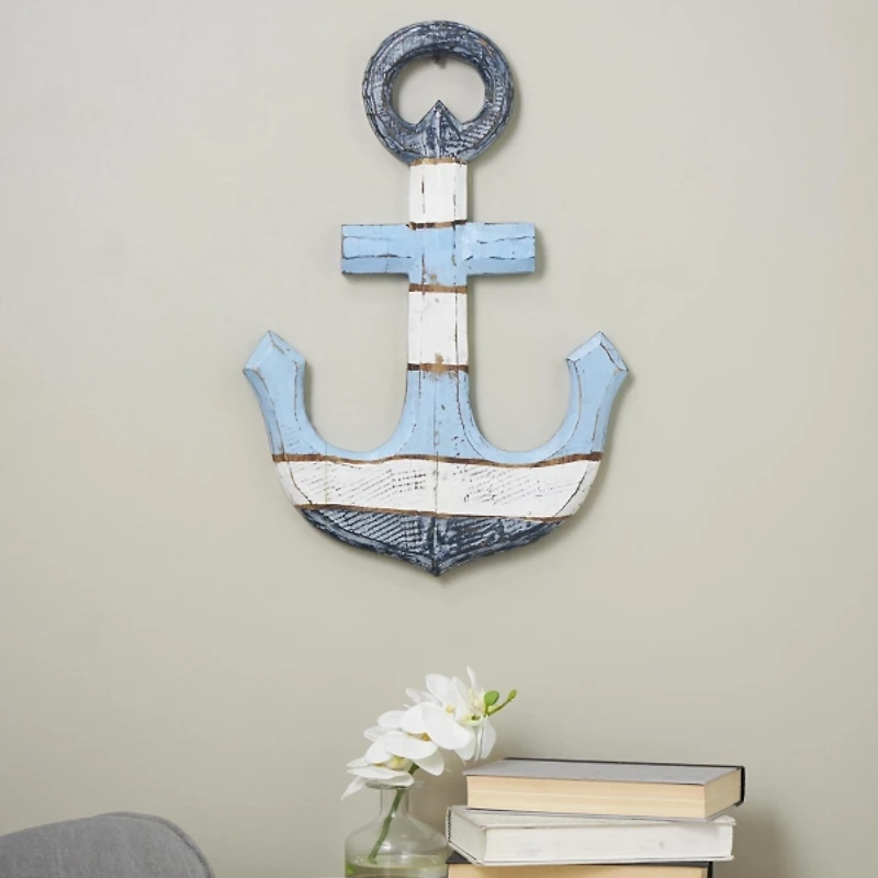 Blue and White Anchor Wall Plaque