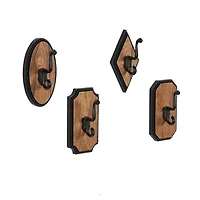 Metal and Wood Beaded Wall Hooks, Set of 4